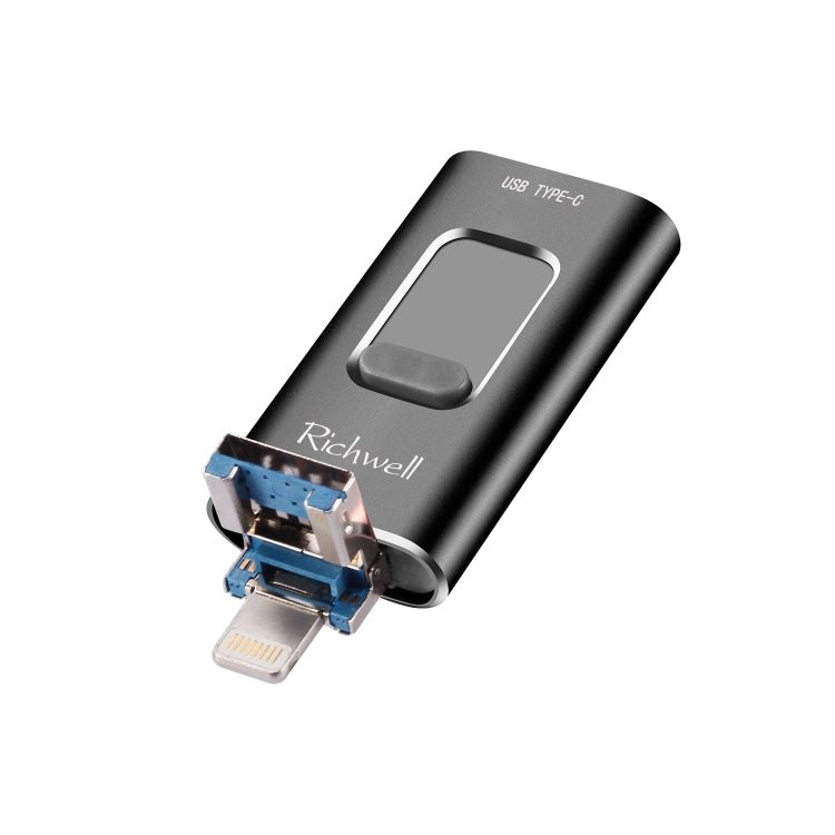 Richwell Disco flash push-pull in metallo 3 in 1 64G tipo C + 8 pin + USB 3.0 con funzione OTG Richwell Disco flash push-pull in metallo 3 in 1 64G tipo C + 8 pin + USB 3.0 con funzione OTG